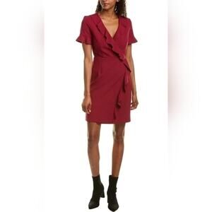 French Connection Alianor Frill Stretch Baked Cherry‎ Holiday Dress NWT Size 2